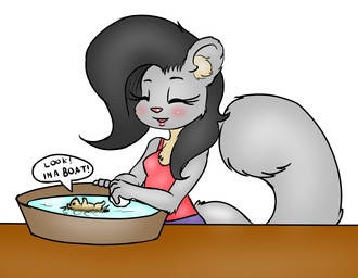 bath black_hair blush breasts clothing duo ear_tuft eyes_closed female fur hair shirt smile tank_top topwear tuft xskullstomperx eulipotyphlan hedgehog mammal rodent sciurid tree_squirrel hi_res