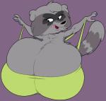 anthro big_breasts breasts cleavage clothed clothing elderly female fur grey_body grey_fur huge_breasts hyper hyper_breasts open_mouth purple_background shirt simple_background smile solo toony topwear sbshouseofpancakes harvey_beaks nickelodeon meryl_(harvey_beaks) mammal procyonid raccoon bust_portrait digital_media_(artwork) portrait