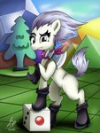 axe boots clothing d6 dice eyebrows fangs female footwear green_eyes grey_hair hair kerchief melee_weapon neckerchief neckwear raised_eyebrow shoes solo teeth war_axe weapon pyroxtra friendship_is_magic hasbro my_little_pony skellinore_(mlp) equid equine horse mammal pony