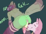 anthro anus armwear ball_lick balls clothing duo genitals legwear licking machine male male/male moan oral sex thigh_highs tongue bread_stix canid canine mammal protogen 4:3