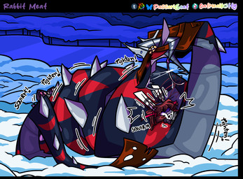 ambiguous_gender anthro bdsm coiling duo extreme_size_difference fangs female feral open_mouth oral_vore outside size_difference snow struggling tail teeth trapped unwilling_prey vore wrap paccarigoat frisky_(paccarigoat) lucifer_(paccarigoat) demon hare lagomorph leporid mammal rabbit reptile scalie snake snowshoe_hare vampire hi_res trans_(lore)