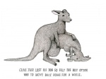 duo female feral humor in_pouch male pouch_(anatomy) tail text what unknown_artist kangaroo macropod mammal marsupial 4:3 english_text greyscale low_res monochrome