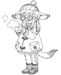 big_ears bottomwear clothing coat cold eyewear female footwear glasses knit_hat open_mouth shoes simple_background skirt solo steam tail topwear white_background winter young young_female young_humanoid 4n futaba_channel oe-sql fukiishi_ayako animal_humanoid canid canid_humanoid canine canine_humanoid fennec_fox fennec_humanoid fox fox_humanoid humanoid mammal mammal_humanoid true_fox black_and_white line_art monochrome