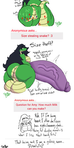 attribute_theft balls big_balls big_butt big_penis bodily_fluids breasts butt expansion genitals growth huge_balls huge_butt huge_penis hyper hyper_balls hyper_butt hyper_genitalia hyper_penis inflation intersex lipstick makeup penis size_theft sweat tail thick_tail thick_thighs snekkobean amy_alethino reptile scalie slitherspawn snake absurd_res hi_res