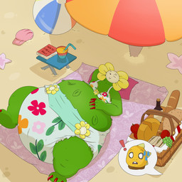 apple ball basket beach bedding beverage big_diaper blanket bodily_fluids book bottle bread cheese claws clean_diaper clothed clothing container cutaway dairy_products diaper duo empty_eyes female food front_view fruit grape green_body hand_behind_head hand_on_belly huge_diaper lying male obese obese_female obese_humanoid on_back on_ground one_eye_closed orange_body outside overweight overweight_female overweight_humanoid picnic_basket plant red_claws seaside shadow simple_eyes solo_focus sweat wearing_diaper bunnykisses aquatic asterozoan echinoderm elemental_creature elemental_humanoid flora_fauna humanoid plant_humanoid starfish 1:1 digital_media_(artwork) hi_res