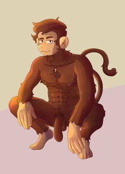 5_fingers abs anthro armpit_hair armpit_tuft balls big_balls big_hands big_penis body_hair chest_hair chest_tuft crouching curved_penis feet fingers foreskin fur genitals hairy_balls happy_trail jewelry light male necklace pecs penis presenting presenting_penis pubes religion smug smug_face solo tuft ep1pen1 christianity haplorhine mammal monkey primate hi_res lighting shaded