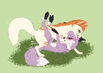 ambiguous_gender bodily_fluids cum cum_on_ground duo feral feral_on_feral fur genital_fluids grass plant purple_body purple_fur sex rukifox canid canine fox mammal