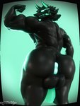 anthro anus athletic athletic_anthro athletic_male balls big_balls big_butt big_penis black_body black_fangs bright_eyes butt empty_eyes flexing flexing_bicep genitals glowing glowing_genitalia glowing_penis green_anus green_eyes looking_back low-angle_view male multi_head multicolored_body muscular nude nude_anthro penis puffy_anus rear_view simple_background solo jaiblizz epic_games european_mythology fortnite fortnite:_battle_royale greek_mythology mythology cerberus_(fortnite) animal_humanoid canid canid_demon canid_humanoid canine cerberus demon hellhound humanoid mammal mammal_humanoid mythological_canine mythological_creature hi_res