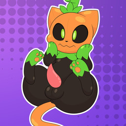animal_genitalia animal_penis anus balls black_body butt erection feet feral food fruit genitals green_eyes holidays male nude orange_tail pattern_background paws penis plant pumpkin simple_background solo tail tapering_penis thick_thighs wide_hips lemonlime halloween pumkat domestic_cat elemental_creature felid feline felis flora_fauna food_creature living_fruit mammal 1:1 2019 digital_media_(artwork) hi_res