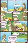 2022 amber_(fuf) bodily_fluids brown_body brown_fur comic conjoined_speech_bubble dialogue digital_media_(artwork) eevee elliot_(fuf) ellipsis english_text fanned_tail_tip fennekin feral fuf fur generation_1_pokemon generation_5_pokemon generation_6_pokemon group hi_res liam_(fuf) linked_speech_bubble name_drop name_in_dialogue nintendo number_word outside pokemon pokemon_(species) polygonal_speech_bubble servine speech_bubble tears text text_emphasis water yellow_body yellow_fur