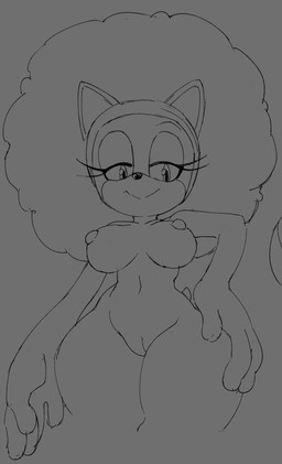 afro anthro bedroom_eyes breasts eyelashes female genitals hand_on_hip looking_at_viewer narrowed_eyes nipples nude seductive small_breasts smile solo standing vulva ravrous sega sonic_the_hedgehog_(series) eulipotyphlan hedgehog mammal absurd_res hi_res monochrome