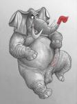 anthro balls blue_eyes condom erection genitals grey_body grey_skin male penis sexual_barrier_device solo trunk tusks vein veiny_penis kinkycoyote disney zootopia jerry_jumbeaux_jr. elephant elephantid mammal proboscidean hi_res