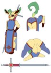 ass_up balls big_balls clothing eyewear fur genitals glasses greatsword huge_balls jack-o'_pose legwear male missing_eye penis pose rear_view scar simple_background solo thick_thighs thigh_highs white_background wide_hips yellow_body yellow_fur nintendo pokemon leon_aldritch eeveelution generation_4_pokemon leafeon pokemon_(species) absurd_res hi_res model_sheet