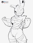 angry anthro bandage bottomless breasts breasts_tied clothed clothing cross-popping_vein female genitals looking_at_viewer pussy solo fours_(artist) five_nights_at_freddy's five_nights_at_freddy's_3 roommates:motha scottgames april_marchand_may_(roommates) springtrap_(fnaf) lagomorph leporid mammal rabbit roommates_(disambiguation) hi_res signature