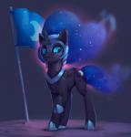 armor blue_eyes cosmic_hair ethereal_hair female feral flag hooves horn pseudo_hair simple_background solo standing wings rodrigues404 friendship_is_magic hasbro my_little_pony mythology nightmare_moon_(mlp) equid equine mammal mythological_creature mythological_equine winged_unicorn