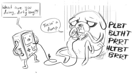 ambiguous_gender anthro clothed clothing diaper diaper_only duo feces machine male pooping simple_background soiled_diaper soiling soiling_diaper topless unclean_diaper used_diaper using_diaper wearing_diaper waitfurgodot adventure_time cartoon_network bmo jake_the_dog canid canine canis domestic_dog mammal mo_(adventure_time) robot 16:9 digital_media_(artwork) monochrome sketch widescreen