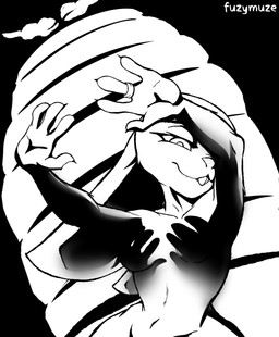 anthro breasts convenient_censorship digit_ring female jewelry nipples nude ring shadow small_breasts smug solo wedding_ring wide_hips fuzymuze disney shadow_hands_challenge zootopia judy_hopps lagomorph mammal absurd_res hi_res monochrome sketch