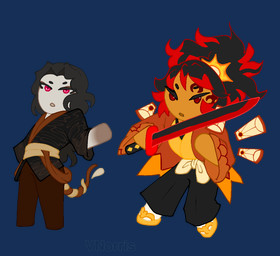 asian_clothing black_hair clothing duo east_asian_clothing food hair hanafuda haori holding_object holding_weapon japanese_clothing male pink_eyes ponytail pupils red_eyes red_hair_tips simple_background size_difference slit_pupils tail transparent_background weapon puppetmaster13uwu cookie_run demon_slayer kimetsu_no_yaiba muzan_kibutsuji yoriichi_(demon_slayer) cookie_(cookie_run) demon food_creature humanoid alpha_channel colored_line_art