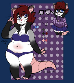anthro belly big_belly black_hair blue_bottomwear blue_clothing blue_eyes blue_skirt bottomwear clothing cross cross_necklace eyewear female freckles gesture glasses hair hand_gesture jewelry muffin_top necklace purple_clothing purple_sweater purple_topwear red_hair shortstack shortstack_female skirt slightly_chubby solo spoopy sweater tail thick_tail thick_thighs topwear underwear v_sign wide_hips molly_(spoopy_after_dark) american_opossum mammal marsupial virginia_opossum digital_media_(artwork)