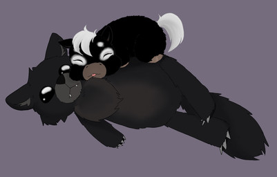 ambiguous_feral ambiguous_gender amputee black_body black_fur disability eye_patch_(marking) eyelashes eyes_closed facial_markings feral fur hair happy head_markings markings patch_(marking) pink_tongue plushie purple_background quadruple_amputee simple_background smile solo tail tongue tongue_out white_hair white_tail young young_ambiguous young_feral lemoncurds fluffy_pony fluffy_pony_(species) mammal 2023 digital_media_(artwork)