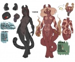 anthro black_tongue breasts butt ear_piercing eyebrow_piercing facial_piercing fangs female industrial_piercing looking_at_viewer navel nipples nude piercing red_eyes solo spots tail teeth tongue tongue_piercing smokeforears veryn domestic_cat felid feline felis mammal model_sheet