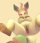 2020 4_toes absurd_res anthro anthrofied anus b-epon breasts butt canid canine clitoris digital_media_(artwork) eeveelution fan_character feet female fur generation_4_pokemon genitals hair heart_eyes heart_symbol hi_res leafeon looking_at_viewer mammal navel nintendo nipples nude pawpads paws pink_pawpads pokemon pokemon_(species) pokemorph pussy red_eyes simple_background smile soles solo toes tongue tongue_out tuft under_boob