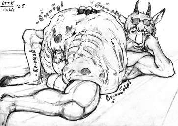 after_vore anthro belly big_belly bone bones_in_stomach digestion erection eyewear fatal_vore herbivore_pred male overweight overweight_male rumbling_stomach skull solo solo_focus sunglasses vore anxiousboar antelope bovid gazelle mammal absurd_res hi_res sketch traditional_media_(artwork)