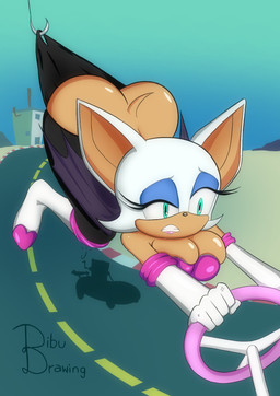 anthro butt clothing dibudrawing embarrassed female fur hooked humiliation racing references solo wardrobe_malfunction white_body white_fur nickelodeon sega sonic_the_hedgehog_(series) spongebob_squarepants rouge_the_bat spongebob_squarepants_(character) bat mammal hi_res