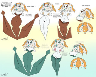 areola big_breasts biped black_text blue_eyes breasts cleavage closed_smile clothed clothing eyelashes eyeshadow female front_view genitals legwear makeup mouth_closed nipples nude pink_areola pink_nipples pokemorph rear_view side_view smile solo standing stockings text vulva white_body white_sclera latiar nintendo pokemon harriett_(latiar) florges generation_6_pokemon pokemon_(species) white_flower_florges 2025 english_text hi_res model_sheet signature