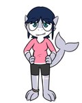 anthro clothed clothing female hair scar solo young young_anthro pokefound da_silva riley_(pokefound) fish marine shark 4:5