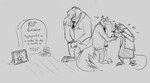 angry anthro bodily_fluids crying embarrassed funeral group humor profanity skateboard sweat tears text vehicle grivaire grivaire_(character) anteater crocodile crocodilian mammal pilosan reptile scalie xenarthran absurd_res comic english_text hi_res monochrome