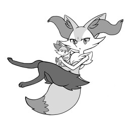 3_fingers 3_toes :o ambiguous_anthro ambiguous_gender anthro arm_tuft biped cheek_tuft chest_tuft digitigrade dipstick_tail facial_tuft feet fingers fur hug hugging_object hugging_plushie inner_ear_fluff looking_at_viewer lying markings multicolored_body multicolored_fur nude_ambiguous nude_anthro on_back open_mouth plushie pointy_ears prick_ears shoulder_tuft side_view simple_background solo tail tail_markings toes tuft two_tone_tail white_background renbxn nintendo pokemon braixen canid canine generation_6_pokemon mammal pokemon_(species) 1:1 2025 absurd_res digital_drawing_(artwork) digital_media_(artwork) english_description flat_colors full-length_portrait greyscale hi_res monochrome portrait