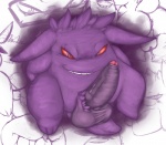 3_toes anus backsack balls big_balls big_penis butt erection feet flaccid foreskin genitals happy humanoid_genitalia humanoid_penis hyper long_ears male penis presenting red_eyes smile smirk solo toes iliekbuttz nintendo pokemon generation_1_pokemon gengar pokemon_(species)