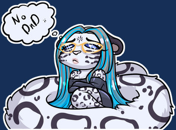 anthro big_tail clothing ear_piercing ear_ring eyewear female glasses highlights_(coloring) jewelry necklace piercing pouting ring_piercing sad tail text medicatedcannibal titania_(chromatic_bard) felid mammal pantherine snow_leopard alpha_channel trans_(lore) trans_woman_(lore)