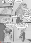 absurd_res anthro beverage bodily_fluids butt canid canine clothed clothing coffee comic covering covering_self crying dialogue digital_media_(artwork) dipstick_ears disney duo ear_markings embrace english_text female fox fur furniture greyscale hi_res hoodie hug judy_hopps lagomorph leporid male mammal monochrome multicolored_ears nick_wilde pillow rabbit red_fox scut_tail short_tail sofa tail tears text the_gory_saint topwear true_fox url zootopia