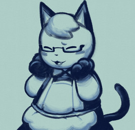 anthro blush clothed clothing crossdressing dress eyes_closed eyewear glasses hand_on_face maid_uniform male male_anthro open_mouth rectangular_glasses sharp_tooth solo tail thin_tail uniform wearing_glasses oofmasterxd animal_crossing nintendo raymond_(animal_crossing) domestic_cat felid feline felis mammal 2025 digital_drawing_(artwork) digital_media_(artwork) hi_res monochrome