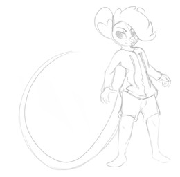 anthro bottomwear clothing hoodie long_tail male rat_tail shorts simple_background smile solo tail topwear zomerous_(artist) glop_(zomerous) mammal murid murine rat rodent monochrome sketch