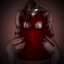 anthro anthrofied bath biped blood bodily_fluids breasts female looking_at_viewer lying nipples nude partially_submerged smile solo water jrvanesbroek friendship_is_magic hasbro my_little_pony pinkamena_(mlp) pinkie_pie_(mlp) earth_pony equid equine horse mammal pony 1:1 2013 digital_media_(artwork) hi_res red_theme