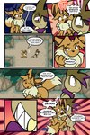 7_panel_comic ambiguous_gender bandage biped black_eyes black_nose black_text brown_body brown_fur brown_hair clenched_teeth dialogue dot_pupils duo ellipsis exclamation_point eyebrows eyelashes eyes_closed feral fluffy fluffy_tail forest fur grass grin hair high-angle_view hug looking_at_another motion_lines mouth_closed neck_tuft open_mouth open_smile outside page_number pawpads paws plant pointy_speech_bubble pupils purple_eyes quadruped question_mark scarf sharp_teeth smile speech_bubble standing tail talking_to_another teeth text toony translucent translucent_hair tree tuft white_sclera virmir nintendo pokemon pokemon_mystery_dungeon spike_chunsoft virmir_(character) zinc_(zincxiron) axew eevee generation_1_pokemon generation_5_pokemon pokemon_(species) 2025 2:3 absurd_res comic english_text hi_res signature