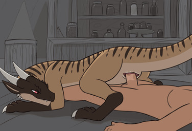 animal_genitalia balls bestiality brown_body claws cloaca cloacal cloacal_penetration duo erection female female_on_top female_penetrated feral feral_on_top feral_penetrated genitals greyscale_background horn human_on_feral human_penetrating human_penetrating_feral interspecies lying male male/female male_on_feral male_penetrating male_penetrating_female on_back on_top onomatopoeia penetration penile penile_penetration penis quadruped red_eyes sex sharp_teeth sound_effects spikes stripes teeth text ahatas mythology adviah_(ahatas) dragon human mammal mythological_creature mythological_scalie scalie 2d_animation animated frame_by_frame hi_res
