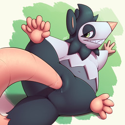 anus autopenetration blush bodily_fluids feet female feral foot_grab genital_fluids genitals half-closed_eyes masturbation narrowed_eyes penetration prehensile_tail sharp_teeth simple_background slightly_chubby solo spread_legs spreading tail tail_fetish tail_in_own_pussy tail_in_vagina tail_insertion tail_masturbation tail_play teeth thick_tail toothy_grin vaginal vaginal_fluids vaginal_masturbation vaginal_penetration vulva anojaa conditional_dnp fakemon nintendo pokemon american_opossum mammal marsupial pokemon_(species) scruffsum 1:1 hi_res