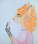 anthro clothing curled_hair ear_piercing ear_ring female hair jewelry necklace piercing pink_clothing ring_piercing side_view simple_background solo sponge yellow_eyes oneya soyuzmultfilm well_just_you_wait! alla_the_vixen canid canine fox mammal absurd_res colored_pencil_(artwork) graphite_(artwork) hi_res pencil_(artwork) traditional_media_(artwork)