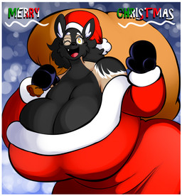 anthro big_breasts border breasts christmas_clothing clothing female gesture holidays huge_breasts looking_at_viewer merry_christmas one_eye_closed slightly_chubby slightly_chubby_female smile smiling_at_viewer solo waving waving_at_viewer white_border wide_hips wink winking_at_viewer yellow_eyes denizen1414 christmas cycilla cycilla_(denizen1414) african_wild_dog canid canine mammal hi_res