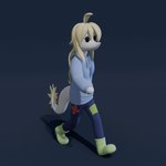 anthro blonde_hair clothed clothing dot_eyes female hair hoodie long_hair patched_clothing solo topwear walking white_body unknown_artist cavemanon_studios snoot_game judee dinosaur prehistoric_species reptile scalie theropod troodon troodontid 1:1 3d_(artwork) 3d_animation animated digital_media_(artwork) short_playtime