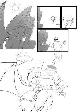 anthro areola_outline big_breasts breasts clay clothed clothing cloud crescent_moon eyes_closed eyewear female group hair hammer huge_breasts male moon navel nipple_outline question_mark stretching sun sunglasses tail thick_thighs tools trio wide_hips wings necrolepsy disney gargoyles anon goliath_(gargoyles) maggie_reed_(gargoyles) felid gargoyle lion mammal mutate_(gargoyles) pantherine 2026 comic hi_res line_art monochrome