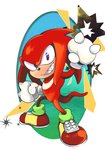 anthro clothing fist fur gloves grin handwear male purple_eyes red_body red_fur simple_background smile solo standing white_background white_clothing white_gloves white_handwear mennnntaiko sega sonic_the_hedgehog_(series) knuckles_the_echidna echidna mammal monotreme 2020 hi_res