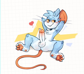 3_toes anthro ball_tuft balls bedroom_eyes big_penis blue_body blue_fur blush blush_lines buckteeth butt butt_from_the_front cheek_tuft chest_tuft claws countershade_face countershade_fur countershade_torso countershading erection facial_scar facial_tuft feet foreskin front_view fur genitals glans hands_behind_head head_tuft heart_symbol looking_at_viewer male male_anthro narrowed_eyes navel nude nude_anthro nude_male pattern_background pawpads penis pink_tail reclining retracted_foreskin scar seductive simple_background small_but_hung solo spread_legs spreading tail teeth thin_tail throbbing throbbing_penis toe_claws toes tuft tygerussy mammal mouse murid murine rodent 2025 digital_drawing_(artwork) digital_media_(artwork) full-length_portrait hi_res portrait shaded