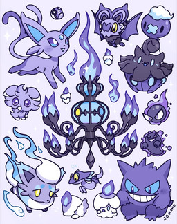 ambiguous_gender candle feral fire fur group purple_body purple_fur quadruped star mamobot nintendo pokemon generation_1_pokemon gengar pokemon_(species) species_request 2025 hi_res tagme