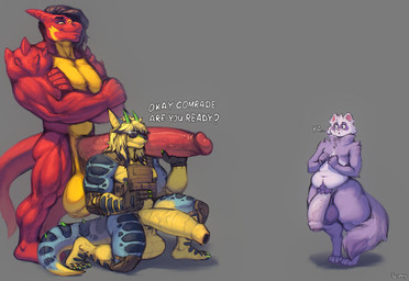 anthro balls big_balls big_penis erection genitals group hair holding_penis horn humanoid_genitalia humanoid_penis hyper male muscular muscular_male overweight overweight_male penis scales simple_background text weaponized_penis tussamag mythology adam_the_wolf canid canine canis domestic_ferret dragon hybrid mammal mustelid musteline mythological_creature mythological_scalie scalie true_musteline weasel wolf absurd_res hi_res