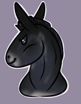 ambiguous_gender chibi hair long_ears purple_eyes purple_hair short_hair simple_background smile solo gayletrotter gynja_(skuggamul) asinus donkey equid equine horse hybrid mammal mule 2022 bust_portrait digital_media_(artwork) portrait